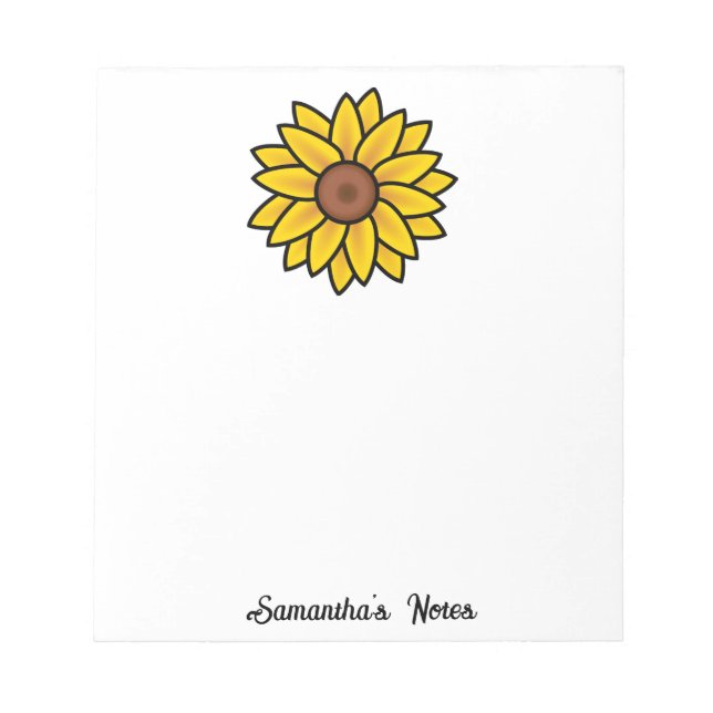Stylish Yellow Sunflower Personalized Notepad (Front)