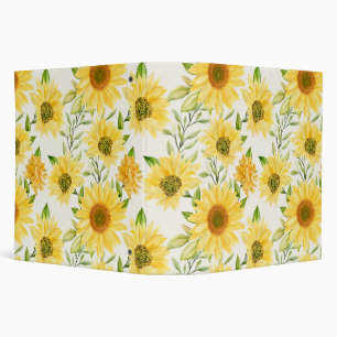 Stylish yellow sunflowers pattern binder