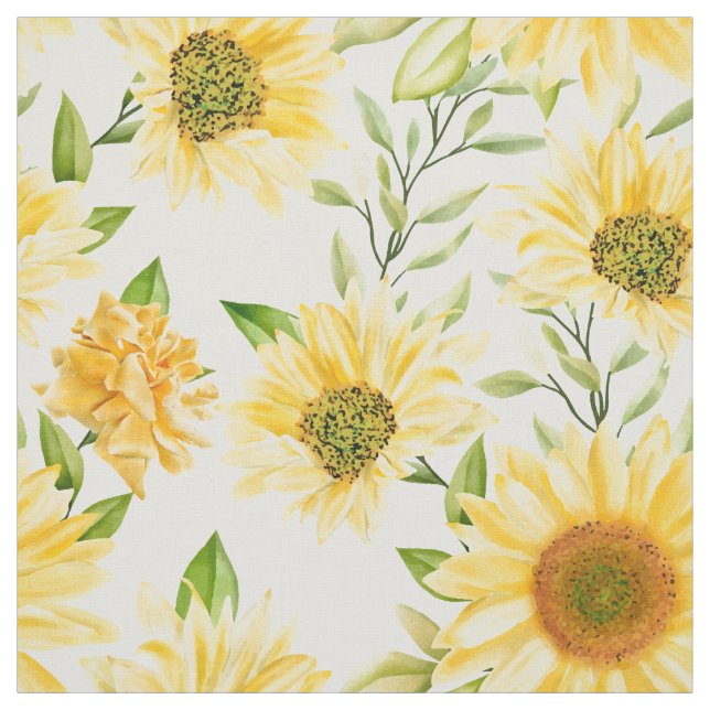 Stylish yellow sunflowers pattern fabric (Swatch)