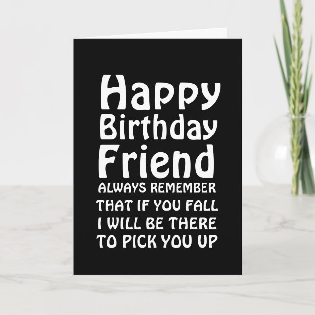 Stylish You Fall Funny Happy Birthday Friend Card (Front)