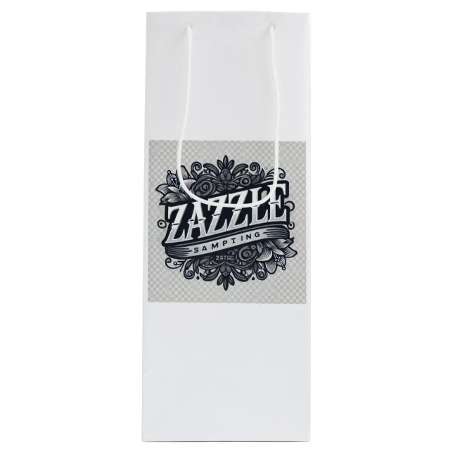  Stylish Zazzle Store Logo Wine Gift Bag (Front)