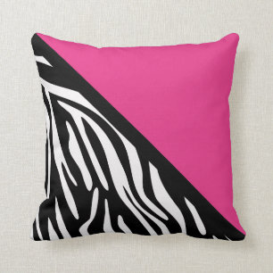 Stylish Zebra Print and Pink Throw Pillow