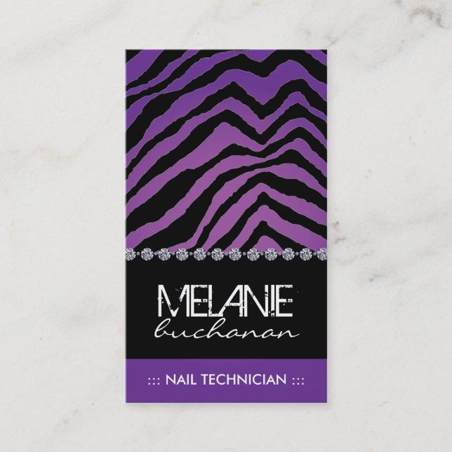 Stylish Zebra Print Business Card (Front)
