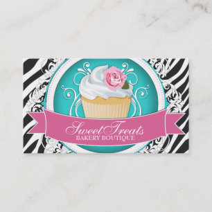 Stylish Zebra Print - Cupcake Business Cards