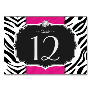 Stylish Zebra Print Wedding Table Number Card