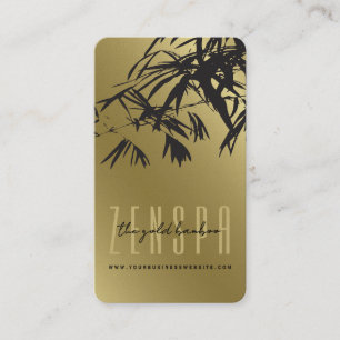 Stylish Zen Oriental Gold And Black Bamboo Leaves Business Card