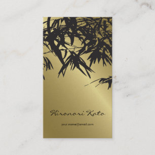 Stylish Zen Oriental Gold And Black Bamboo Leaves Business Card