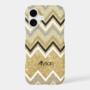 Stylish Zig Zag Chevron Pattern Faux Gold Glitter