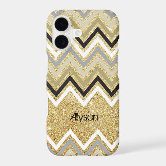 Stylish Zig Zag Chevron Pattern Faux Gold Glitter