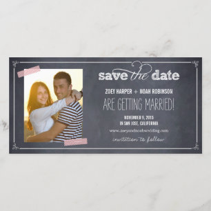 Stylishly Chalked 1 Photo Save The Date Cards