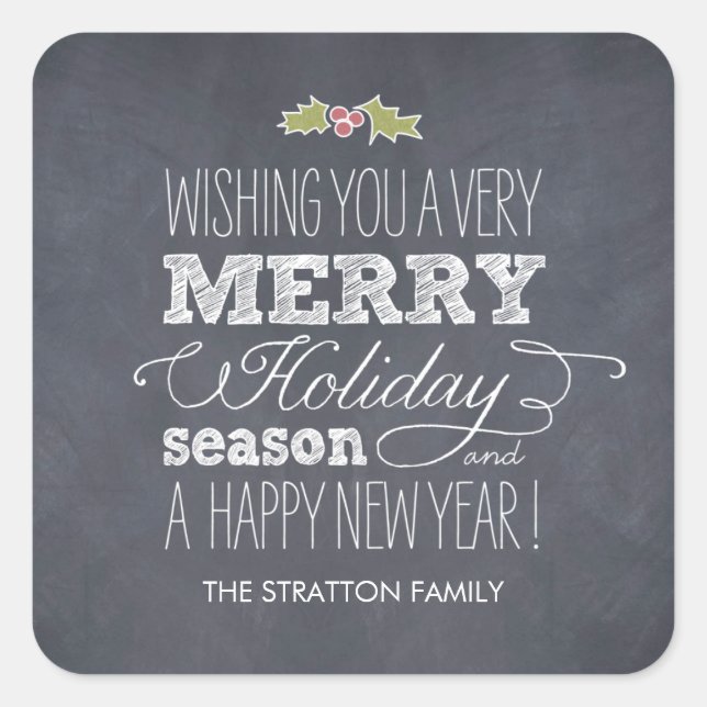 Stylishly Chalked Christmas/ Holiday Stickers (Front)