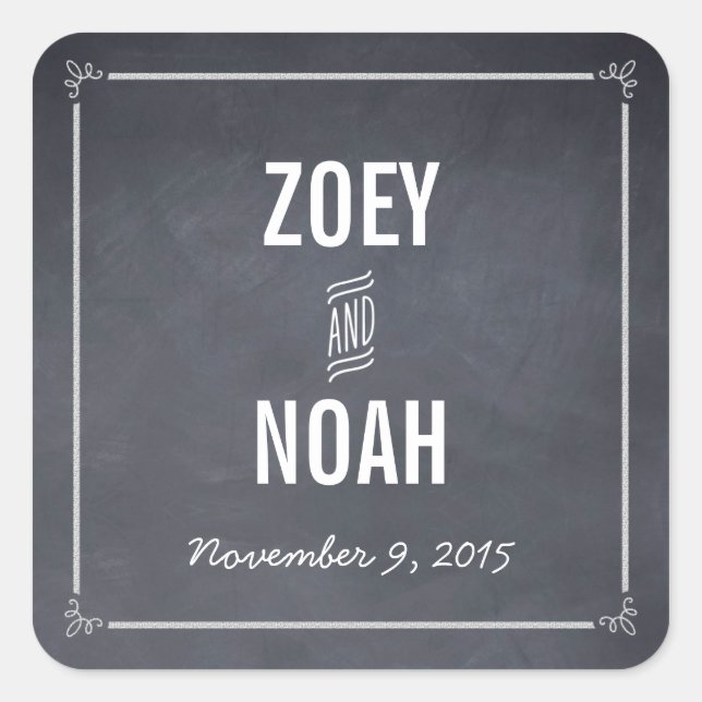 Stylishly Chalked Favour Sticker (Front)