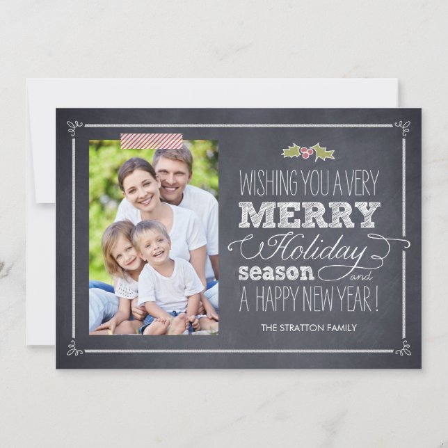Stylishly Chalked Holiday Photo Cards (Front)