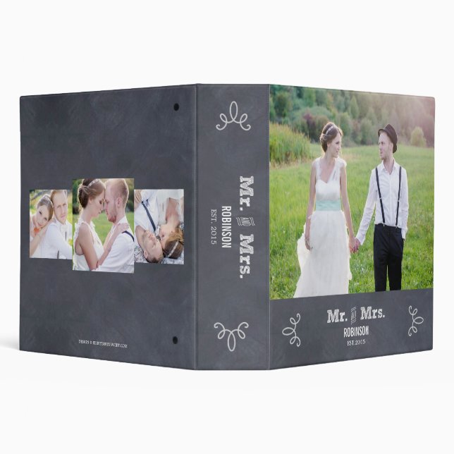 Stylishly Chalked Wedding Photo Album Binder (Background)
