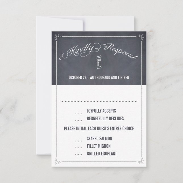 Stylishly Chalked Wedding Response / RSVP Cards (Front)