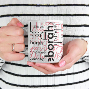 Stylishly Personalized Pink Black Mug for Her