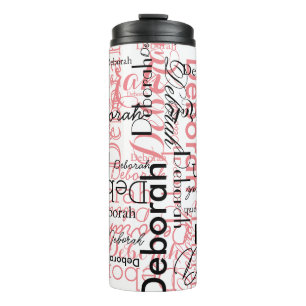 Stylishly Personalized Pink & Black Thermal Tumbler