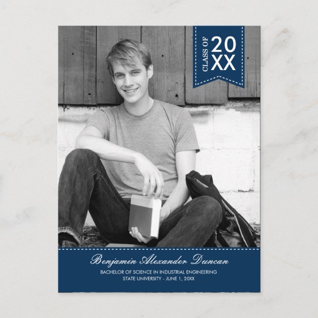 Stylishly Stitched Graduation Announcement /Invite (Front)