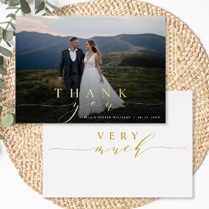 Stylisme Calligraphie Gold Foil Carte de remerciem