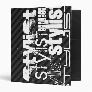 Stylist; Black & Dark Grey Stripes Binder