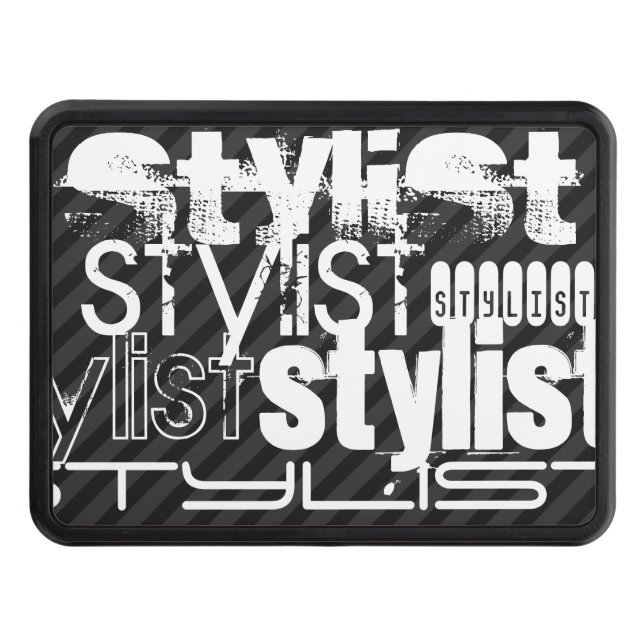 Stylist; Black & Dark Grey Stripes Trailer Hitch Cover (Front)