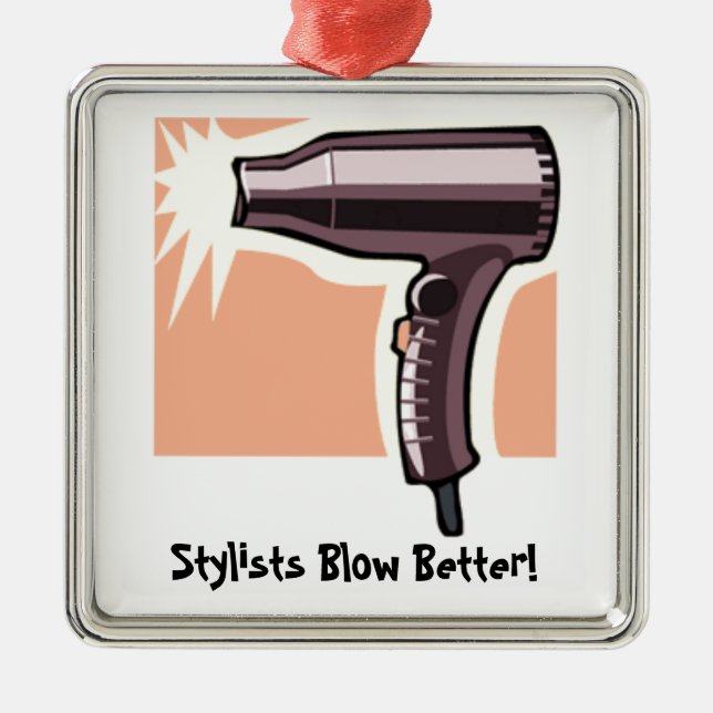 Stylist Blow (customizable) Metal Ornament (Front)