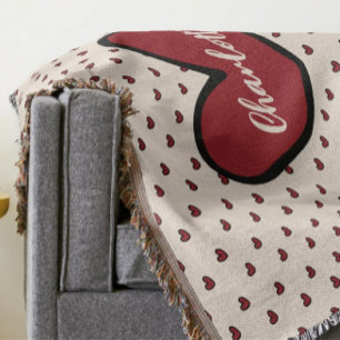 Stylist Cute Heart Pattern Monogram Personalized Throw Blanket