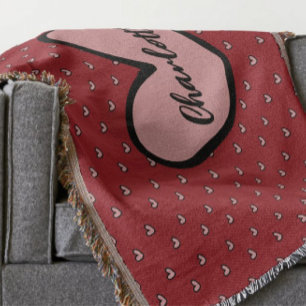 Stylist Cute Heart Pattern Monogram Personalized Throw Blanket