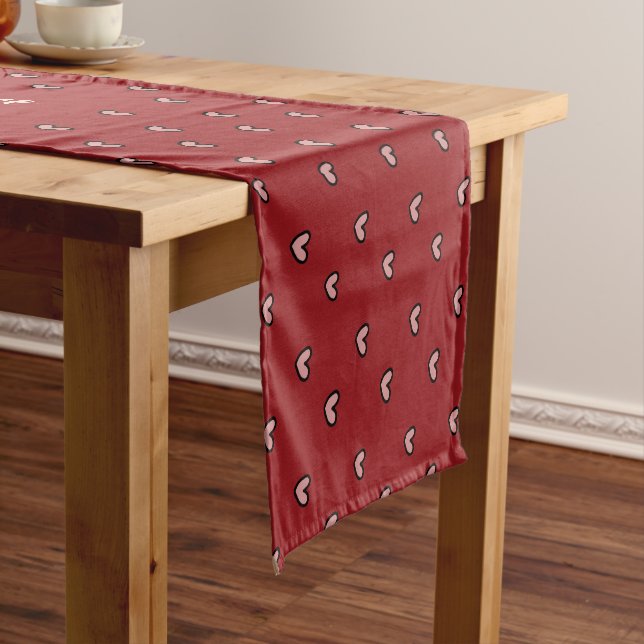 Stylist Cute Heart Pattern Personalized Message Short Table Runner (In Situ)