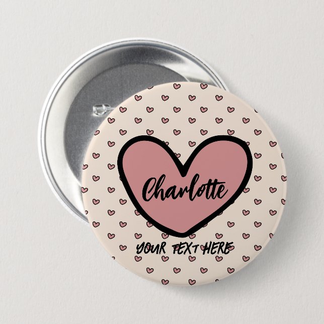 Stylist Cute Sweet Red Heart Pattern Monogram gift 3 Inch Round Button (Front & Back)