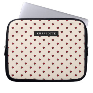 Stylist Cute Sweet Red Heart Pattern Monogram Gift Laptop Sleeve