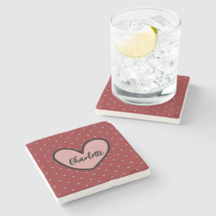 Stylist Cute Sweet Red Heart Pattern Wedding Party Stone Coaster