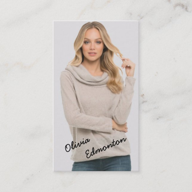 Stylist Fashion Photo Custom Template Minimalist Business Card (Front)