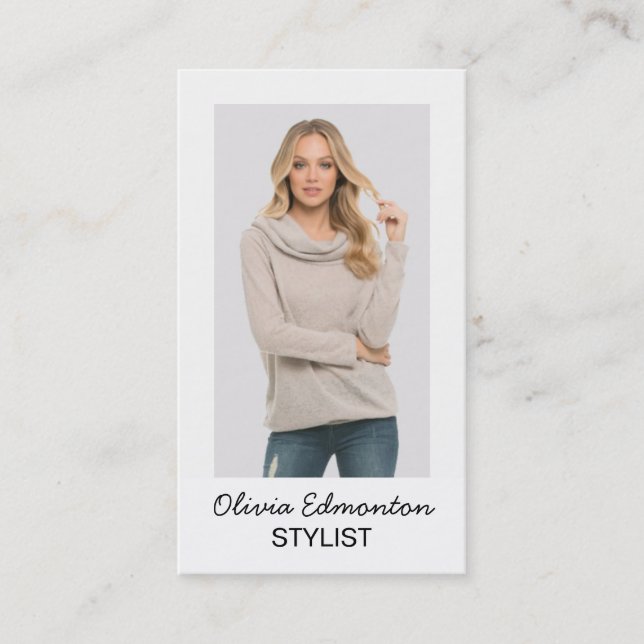 Stylist Fashion Photo Custom Template Plain Makeup Business Card (Front)