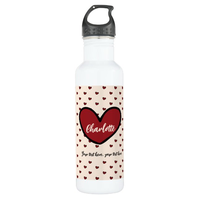 Stylist Sweet Heart Personalized gifts template  710 Ml Water Bottle (Front)
