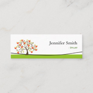 Stylist - Swirl Whimsical Tree Icon Mini Business Card