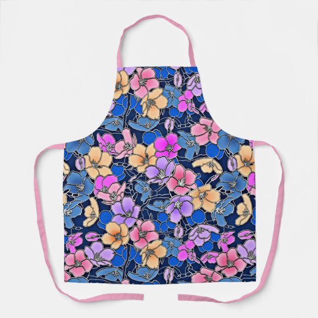 Stylistic Floral Pattern 46 Apron (Front)