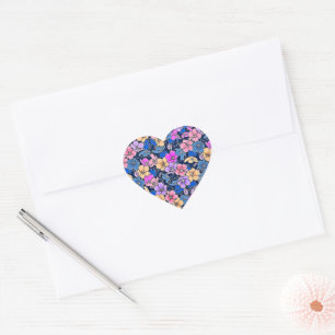 Stylistic Floral Pattern 46 Heart Sticker