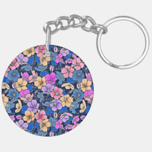 Stylistic Floral Pattern 46 Keychain
