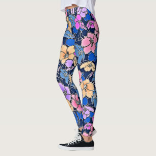 Stylistic Floral Pattern 46 Leggings