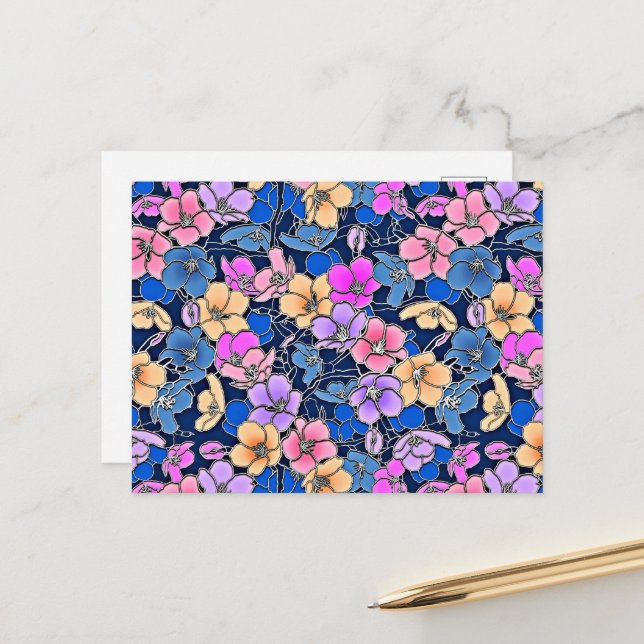 Stylistic Floral Pattern 46 Postcard (Front/Back In Situ)