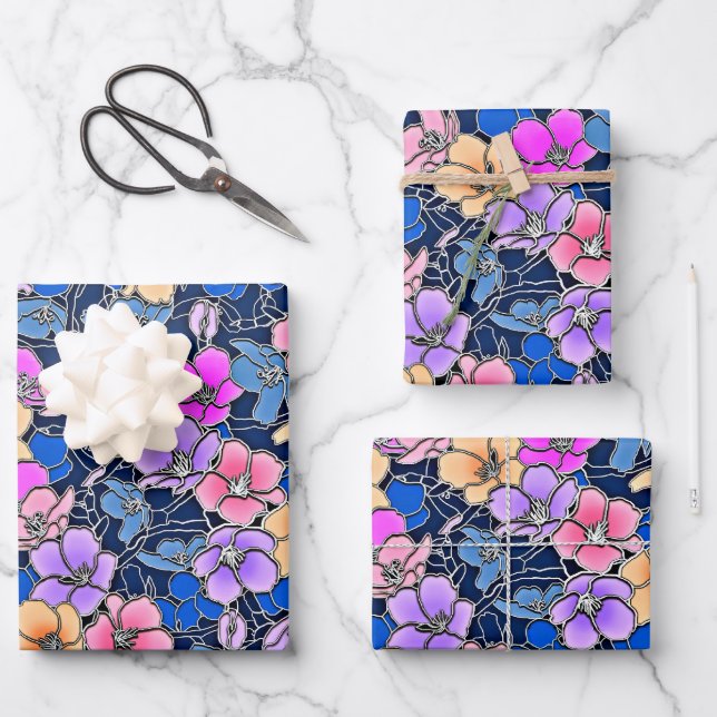 Stylistic Floral Pattern 46 Wrapping Paper Sheet (Front)