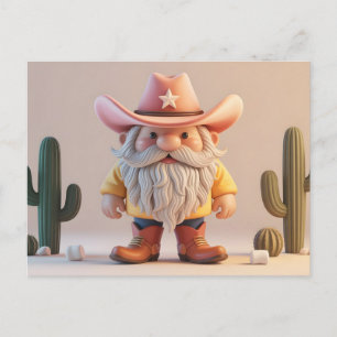 Stylized 3D Cowboy Gnome in Desert Postcard