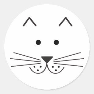 Stylized Abstract Cat Face Illustration Design Classic Round Sticker