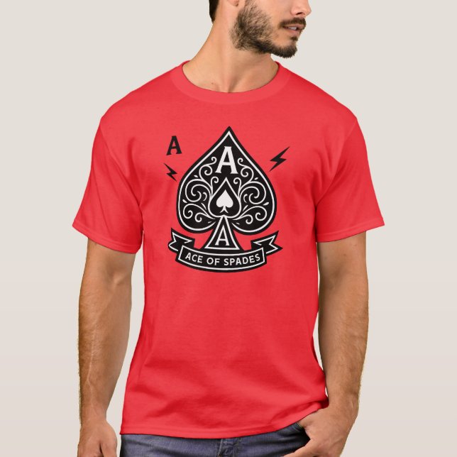 Stylized Ace of Spades — Art-Deco Vector Emblem T-Shirt (Front)