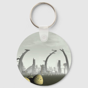 Stylized Alien City Keychain