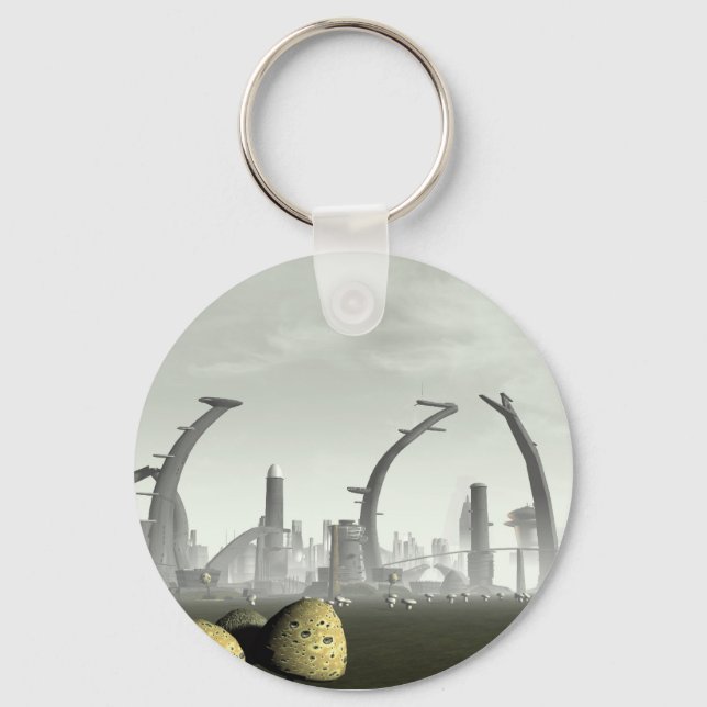 Stylized Alien City Keychain (Front)