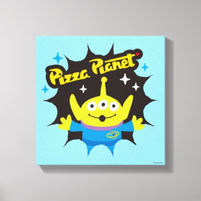 Stylized Alien Pizza Planet Badge Canvas Print (Front)