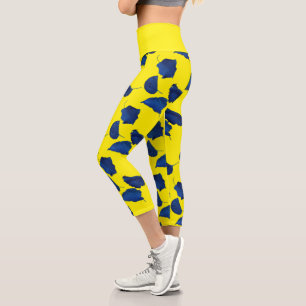 Stylized Apricot Tree Leaf Texture Print Leggings