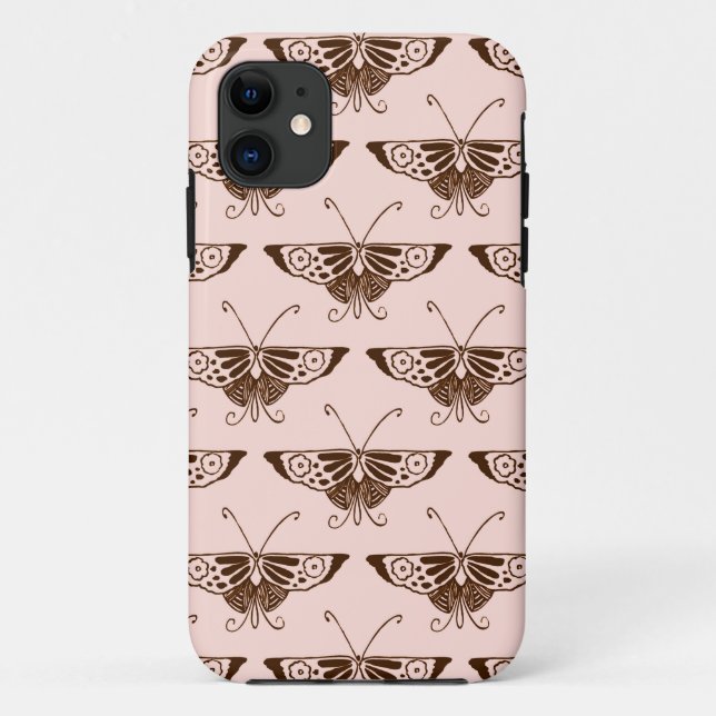 Stylized Art Deco butterfly - chocolate and peach Case-Mate iPhone Case (Back)